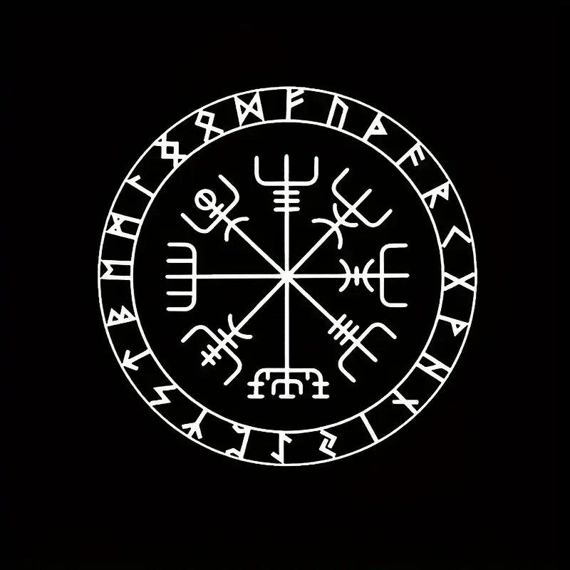 Рунический стикер Вегвизир – защитный оберег с рунами. Виниловая наклейка 15 см для авто, ноутбука и Киев - изображение 1
