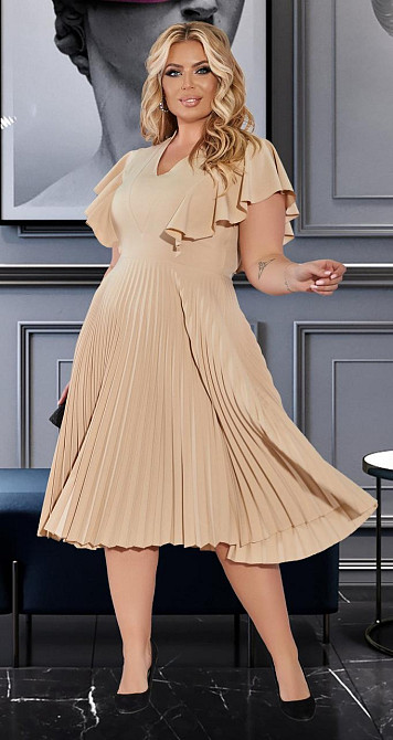 Літнє плаття великого розміру зі спідницею плісе (50) Київ - фото 1