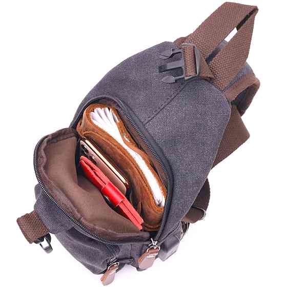 Чоловіча сумка через плече з кабелем USB текстильна 21221 Vintage Чорна Київ