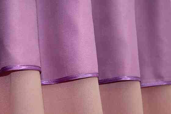 Кухонные шторы VR-Textil № 073к с ламбрекеном и подхватами пудровый с розовым 270х170 см (50-922) Киев