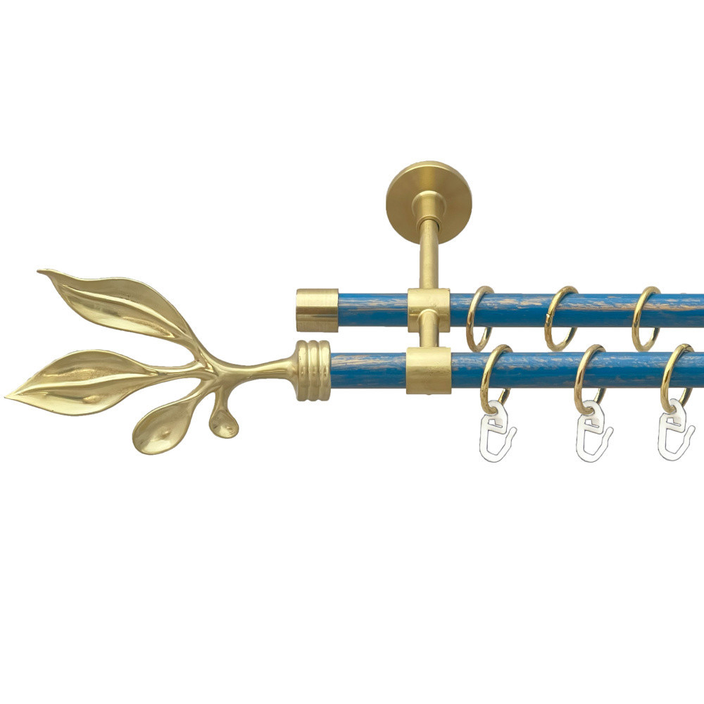 Карниз Orvit Баваро металевий дворядний закритий гладка труба кільце металеве Золото Матове - Блакить 16\16 мм Львов - изображение 1