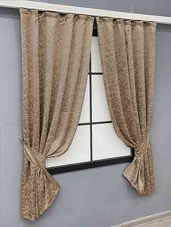 Комплект коротких штор VR-Textil Блэкаут-софт Жаклин № 671ш(А) Карамельный с бежевым 130х170 см 2шт (35-0315) Киев