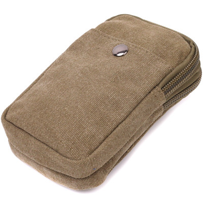 Сумка Vintage На пояс з металевим карабіном з текстилю Оливкова (22224) Вінниця - фото 9