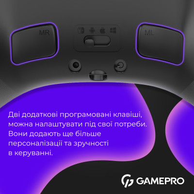 Геймпад GamePro із зарядною станцією BT 5.3/USB/2.4 ГГц (Switch/PC/iOS/Android) RGB Black (GPX13BDOC) Вінниця - фото 3