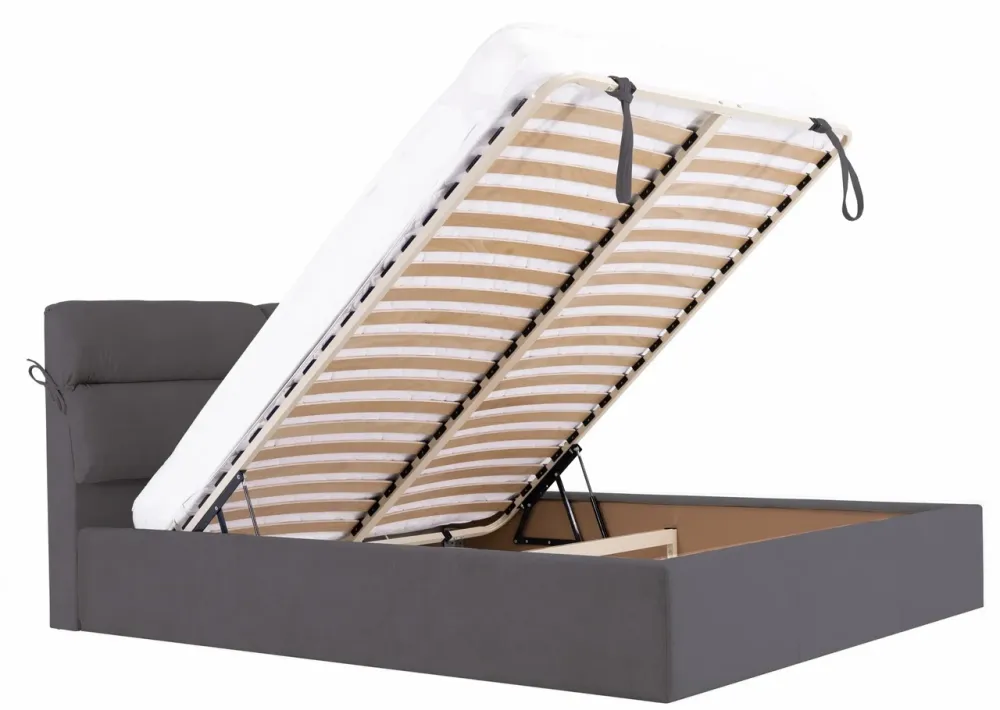 Ліжко Edinburgh VIP 140 х 200 см Місті Dark Grey З додатковою металевою цільнозварною рамою Темно-сірий Київ - фото 6