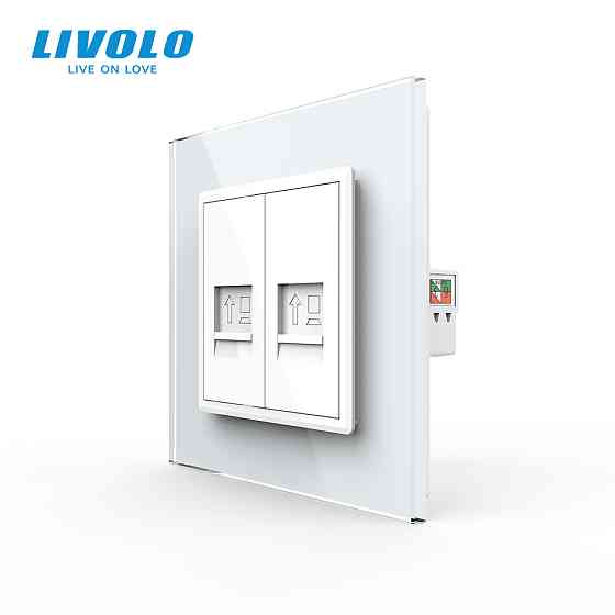 LIVOLO Розетка комп'ютерна подвійна RJ-45 Livolo білий скло (VL-C792C-11) Коломия