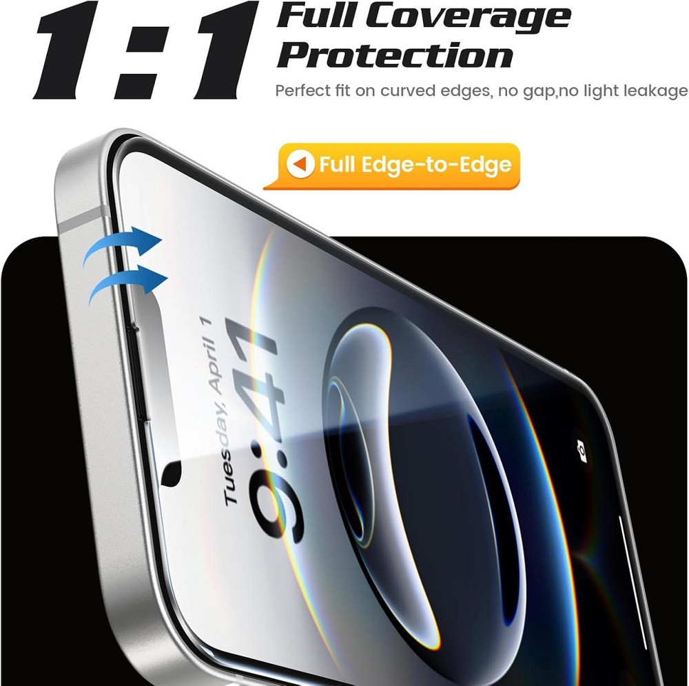 Захисне скло для iPhone 16e/14/13 (6.1") 3 шт 9H+ загартоване Full Screen HD протиударне олеофобне антиподряпин з рамкою для Київ - фото 4