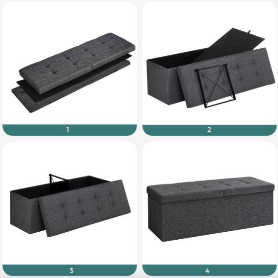 Банкетка-пуф Leobert Kors з місцем зберігання темно-сірий Київ