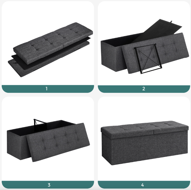 Банкетка-пуф Leobert Kors з місцем зберігання темно-сірий Київ - фото 6