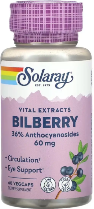 Черника для зрения Solaray Bilberry Berry Extract 60mg 60 вег капс Киев - изображение 1