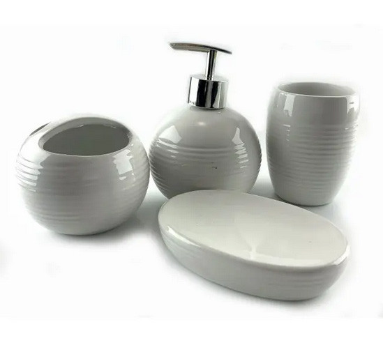Набор с дозатором для ванной керамический белый Киев - изображение 1