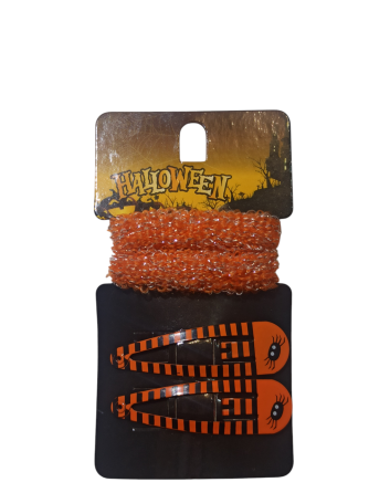 Набір 2 шпильки та 2 резинки для волос на Хелловін помаранчевий Київ