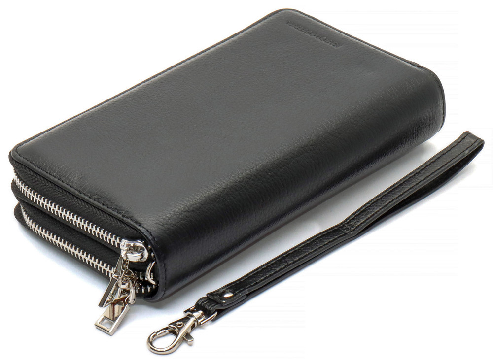 Черный мужской кошелек-клатч на две молнии из натуральной кожи Marco Coverna MC-801 Каменское - изображение 5