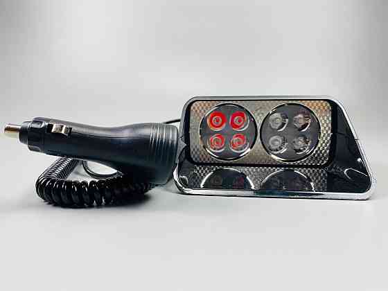 Маячок проблисковий автомобільний S8 стробоскоп мигалка 9-80V 8 led діодів синій+червоний спалах (під скло) Мукачево