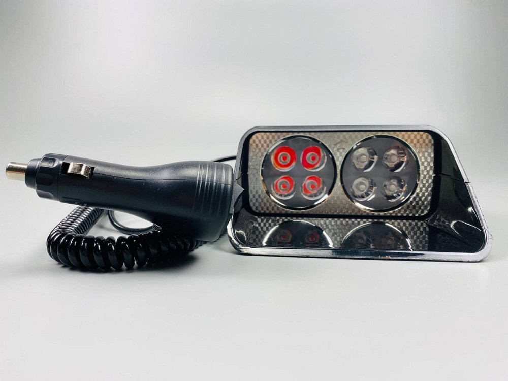 Маячок проблисковий автомобільний S8 стробоскоп мигалка 9-80V 8 led діодів синій+червоний спалах (під скло) Мукачево - фото 4