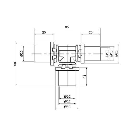 Трійник прес Icma 20х20х16 No406 Київ