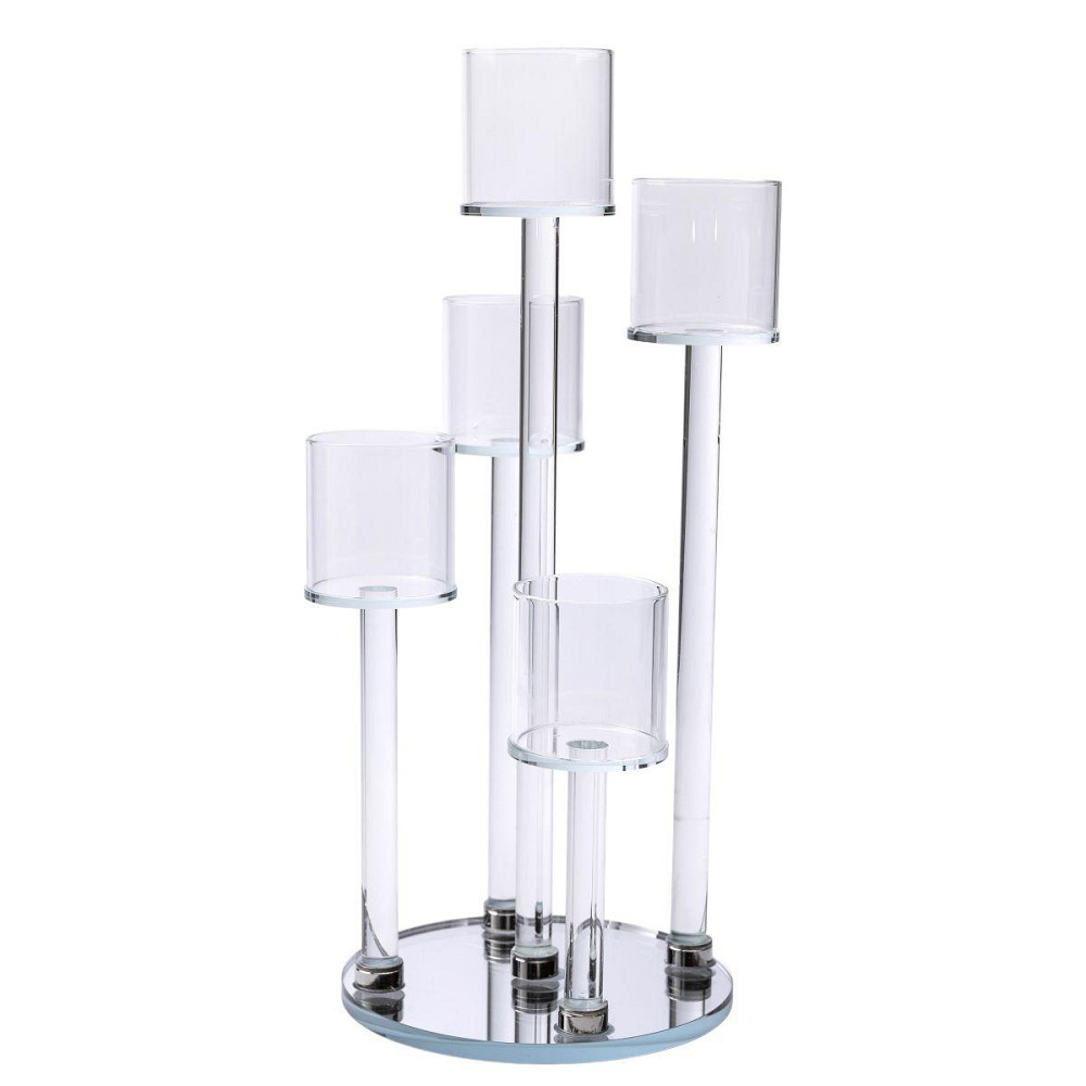 Декоративний скляний підсвічник на 5 свічок 16×38 см Київ - фото 2