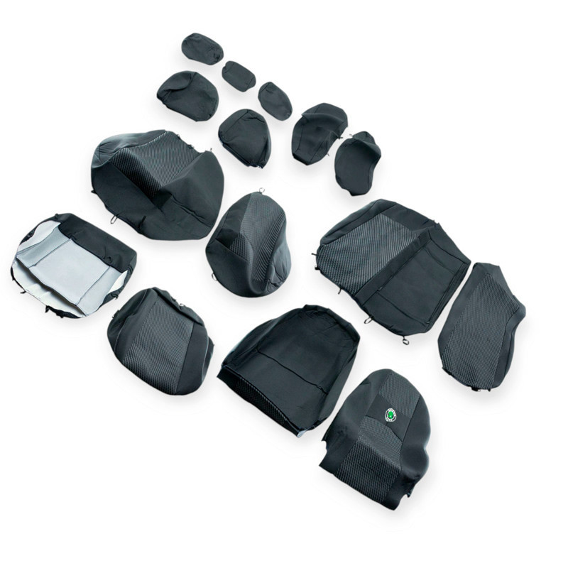 Чохли Шкода octavia a5 2004-2013 седан роздільна «тканина» чорні салону Мукачево - фото 1