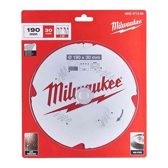 Диск пильный по фиброцементу PFTE MILWAUKEE, диаметр 190х30х1,8мм, 4 зуб. Одесса