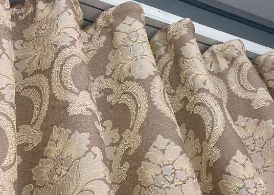 Комплект готовых штор VR-Textil Лен Корона Мария № 1269ш Капучино с бежевым 200х270 см 2 шт (32-302) Киев