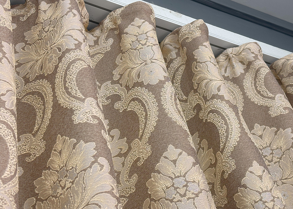 Комплект готовых штор VR-Textil Лен Корона Мария № 1269ш Капучино с бежевым 200х270 см 2 шт (32-302) Киев - изображение 4