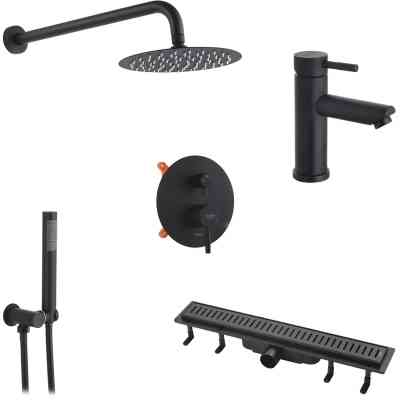 Душовий гарнітур Kroner Edelstahl Klassisch-SCH082 + змішувач Edelstahl Klassisch-SCH010 + трап лінійний Harz SCH60 Sekt (CVS30168) Вінниця