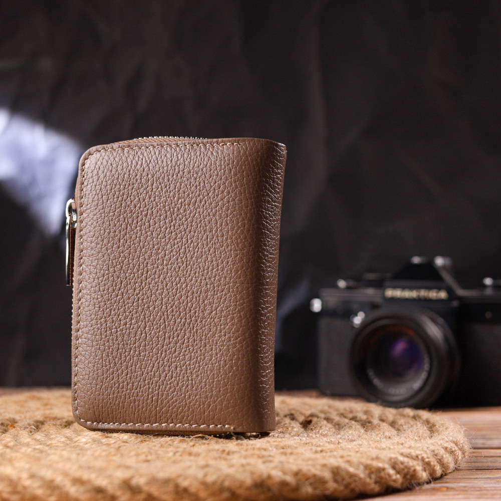 Надійне вертикальний портмоне для жінок з монетницею на блискавці з натуральної шкіри флотар CANPELLINI 21606 Бежеве Київ - фото 2