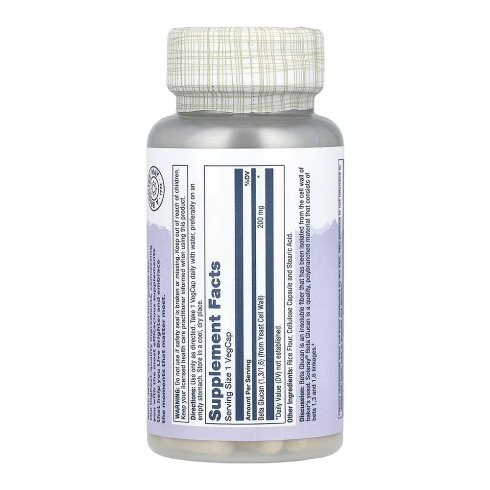 Бета-глюкан Solaray High Potency Beta Glucan 200mg 30 вег капс Киев - изображение 2