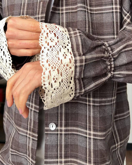 Жіноча стильна повсякденна картата сорочка фланель Шоколад Одеса - фото 6