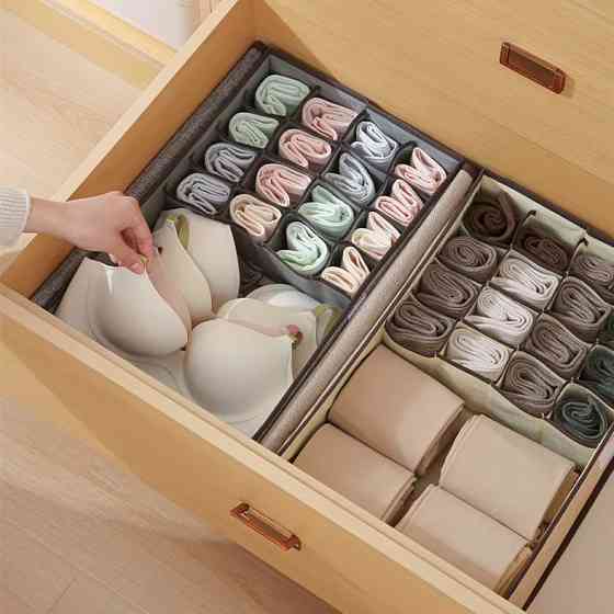 Органайзер для речей, нижньої білизни складаний з кришкою в шафу і гардероб для шкарпеток, трусів, футболок на 17 комірок Кам'янець-Подільський