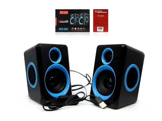 Комп'ютерні колонки 2.0 FT-165 з мікрофоном, USB живлення, Mini Jack AUX, регулятор гучності на дрот Київ