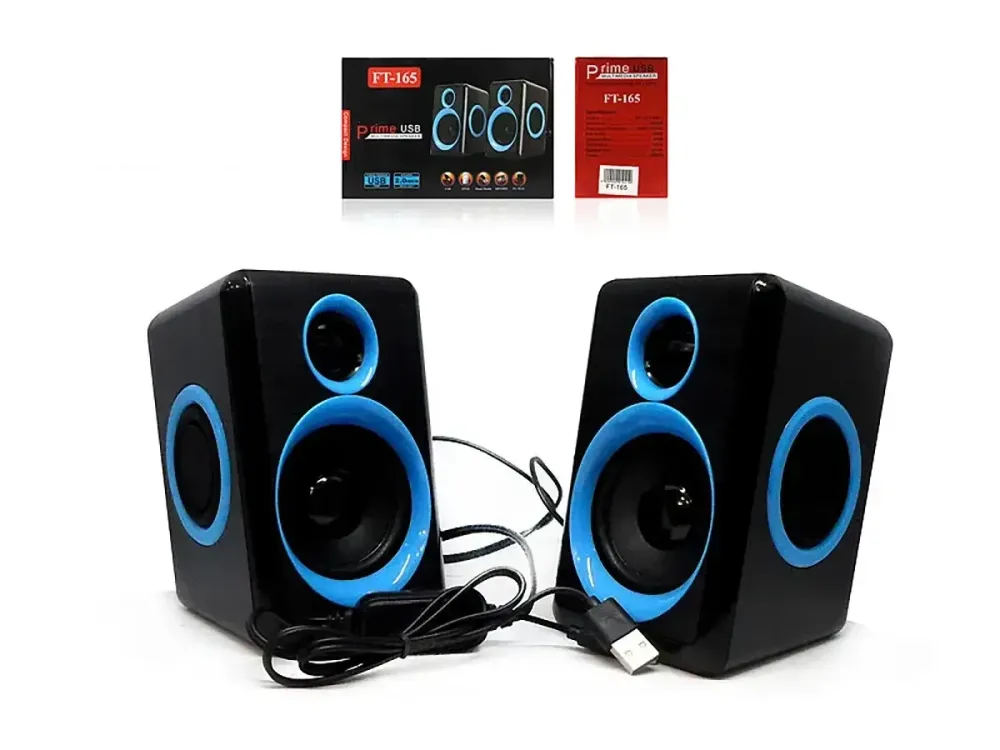 Компьютерные колонки 2.0 FT-165 с микрофоном, USB питание, Mini Jack AUX, регулятор громкости на проводе Одесса - изображение 1