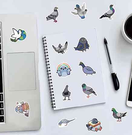 Набір наклейок з птахами (голуби) для скрапбукінгу та декору, 63 шт Київ