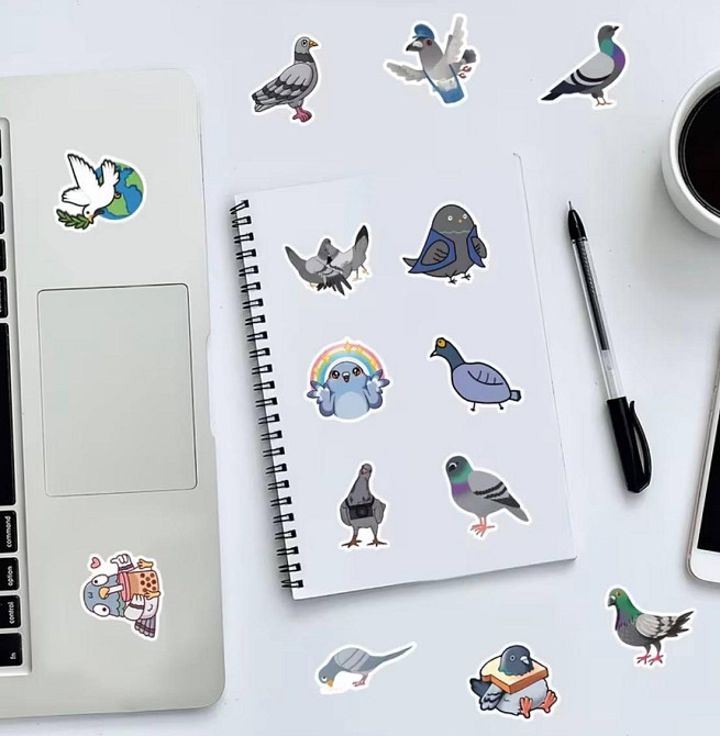 Набір наклейок з птахами (голуби) для скрапбукінгу та декору, 63 шт Київ - фото 4