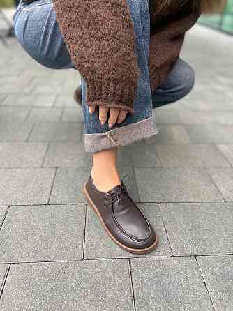 Arcoboletto Топсайдери жіночі на низькому ходу з натуральної шкіри утеплені на шнурівці коричне Коломия