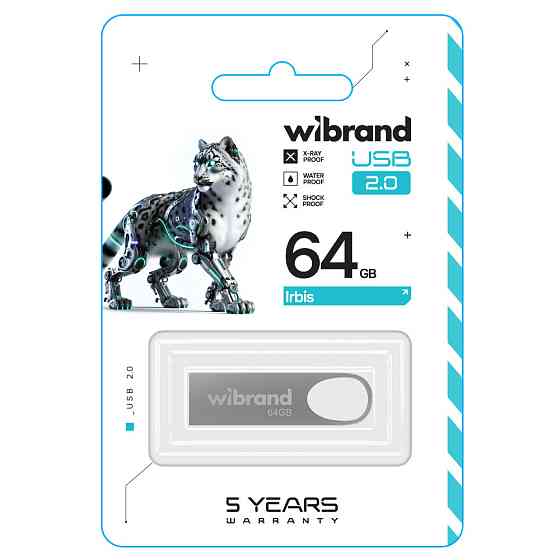 Флешка flash Wibrand USB 2.0 Irbis 64Gb Silver WI2.0 / IR64U3S Одеса