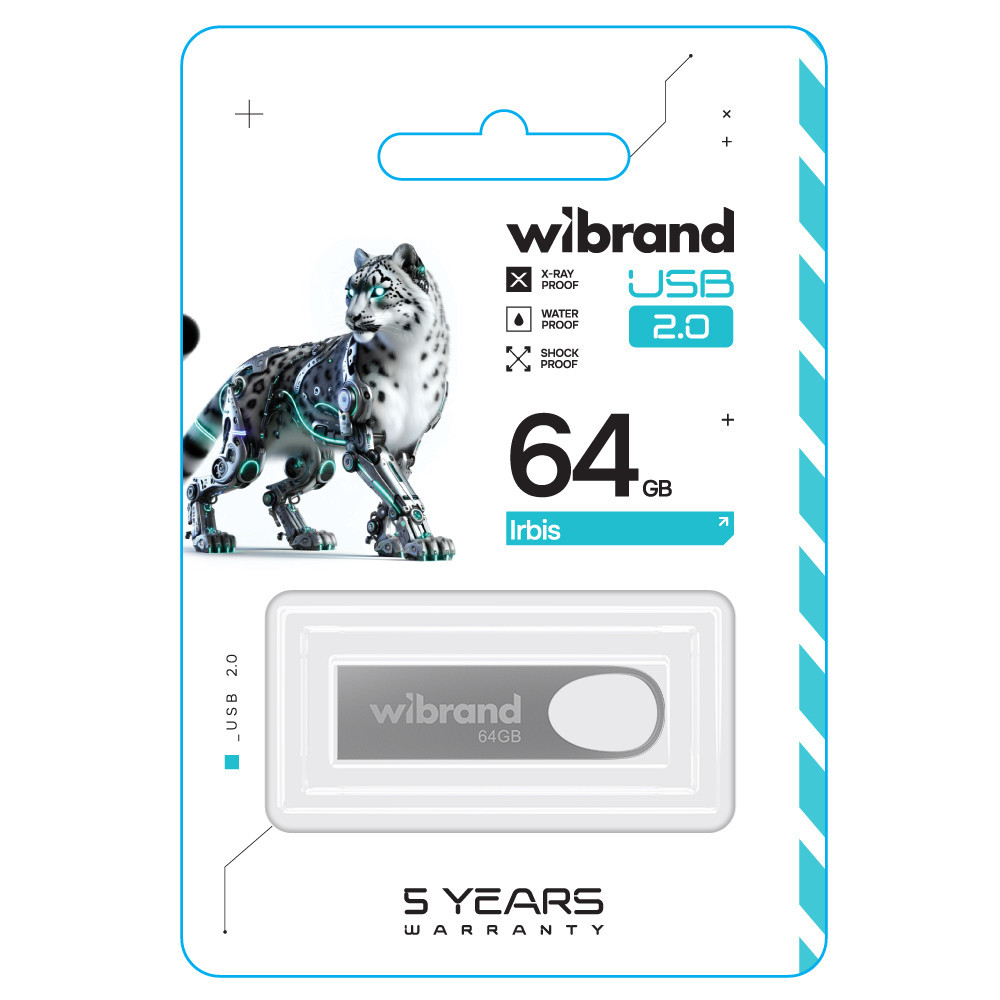Флешка flash Wibrand USB 2.0 Irbis 64Gb Silver WI2.0 / IR64U3S Одеса - фото 2