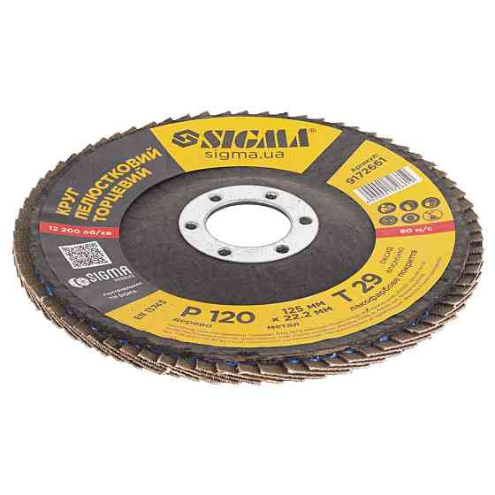 Sigma Круг лепестковый торцевой Т29 (конический) Ø125мм P120 SIGMA (9172661) Киев