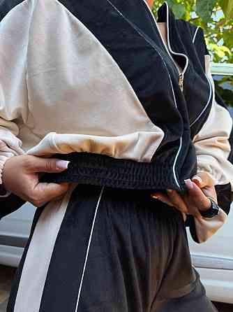 Жіночий повсякденний стильний плюшевий велюровий костюм Чорний, 46/48 Одеса