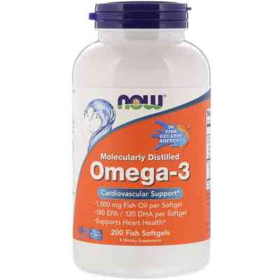 Жирні кислоти Now Foods Омега-3 1000 мг, 180 EPA / 120 DHA, Molecularly Distilled Om (NOW-01648) Вінниця