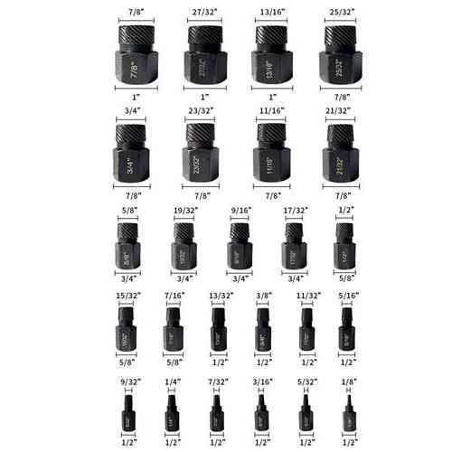 Набор экстракторов 25 шт из CrMo стали для удаления поврежденных болтов, винтов и саморезов Киев