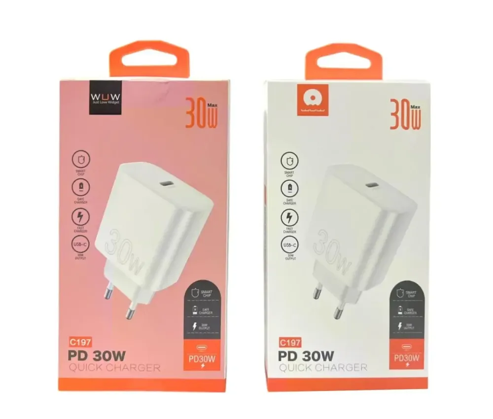 Зарядний пристрій WUW C197 220В 30Вт з портом Type-C, підтримка швидкої зарядки 5В/9В/12В для гаджетів Одеса - фото 4