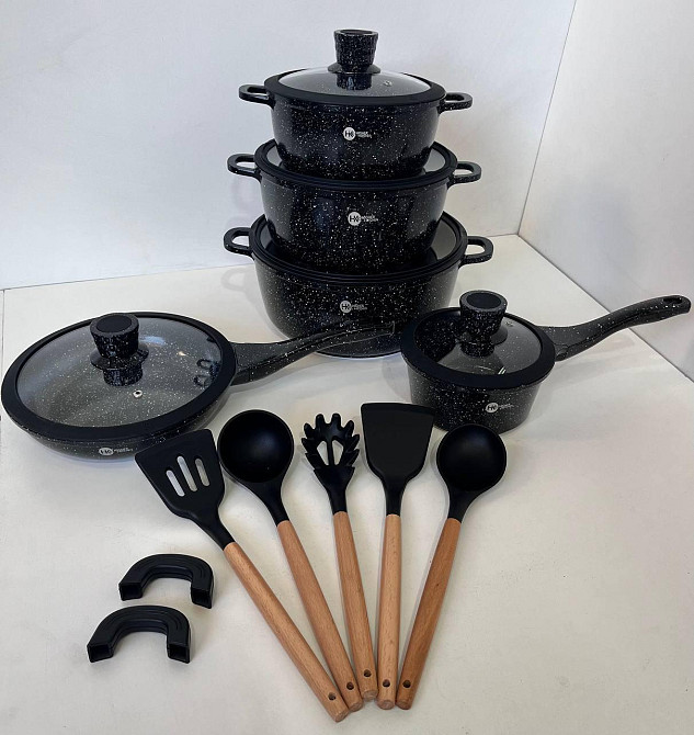 НК-316 Посуда набор круглих кастрюль (17 предметов) + силикон принадлежности Higher Kitchen (4) Одесса - изображение 6