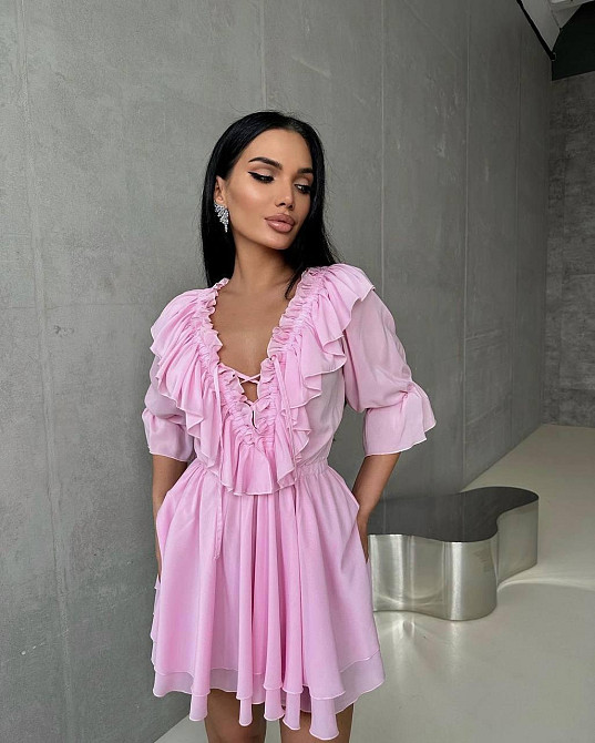 Женское нежное воздушное мини платье с пышной юбочкой креп шифон Одесса - изображение 1