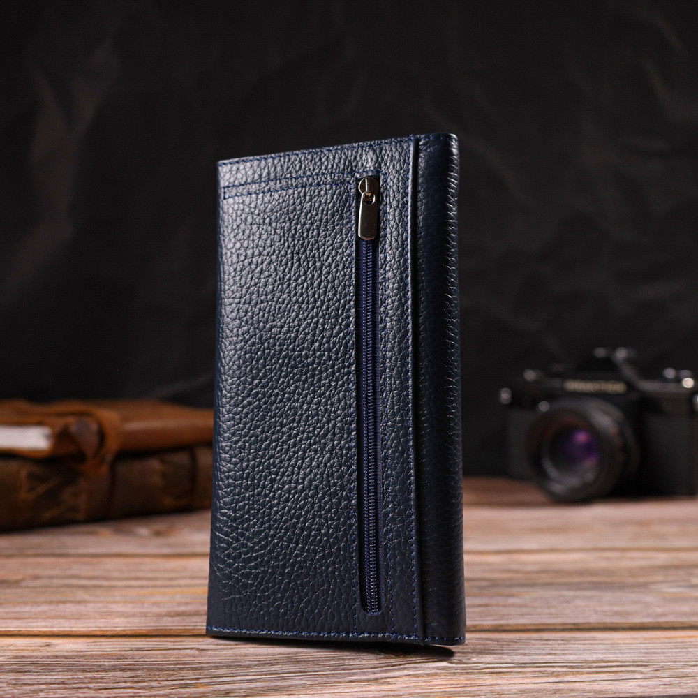 Удобное женское портмоне из натуральной кожи флотар CANPELLINI 21702 Синее Киев - изображение 7