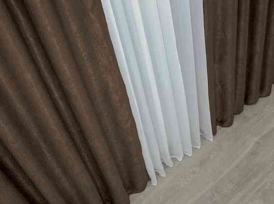 Комплект готовых штор VR-Textil Софт № 094ш Темно-коричневый 150х270 см 2шт (30-016) Киев