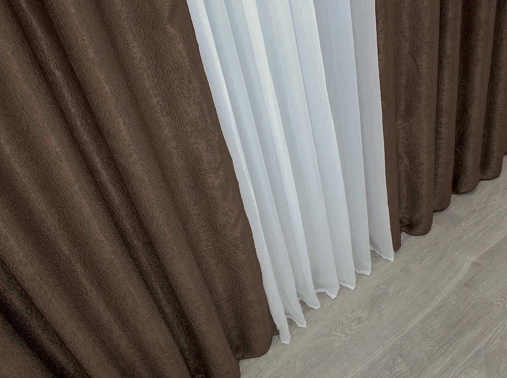 Комплект готових штор VR-Textil Софт № 094ш Темно-коричневий 150х270 см 2шт (30-016) Київ - фото 6