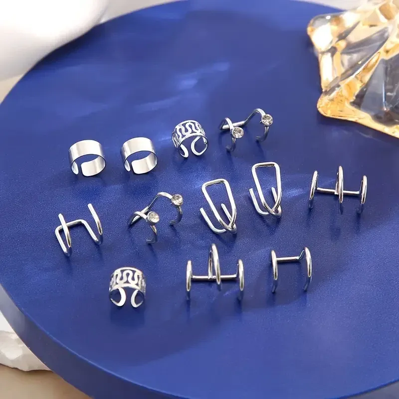 Набор из 12 серебристых каффов на ухо без прокола Киев - изображение 4