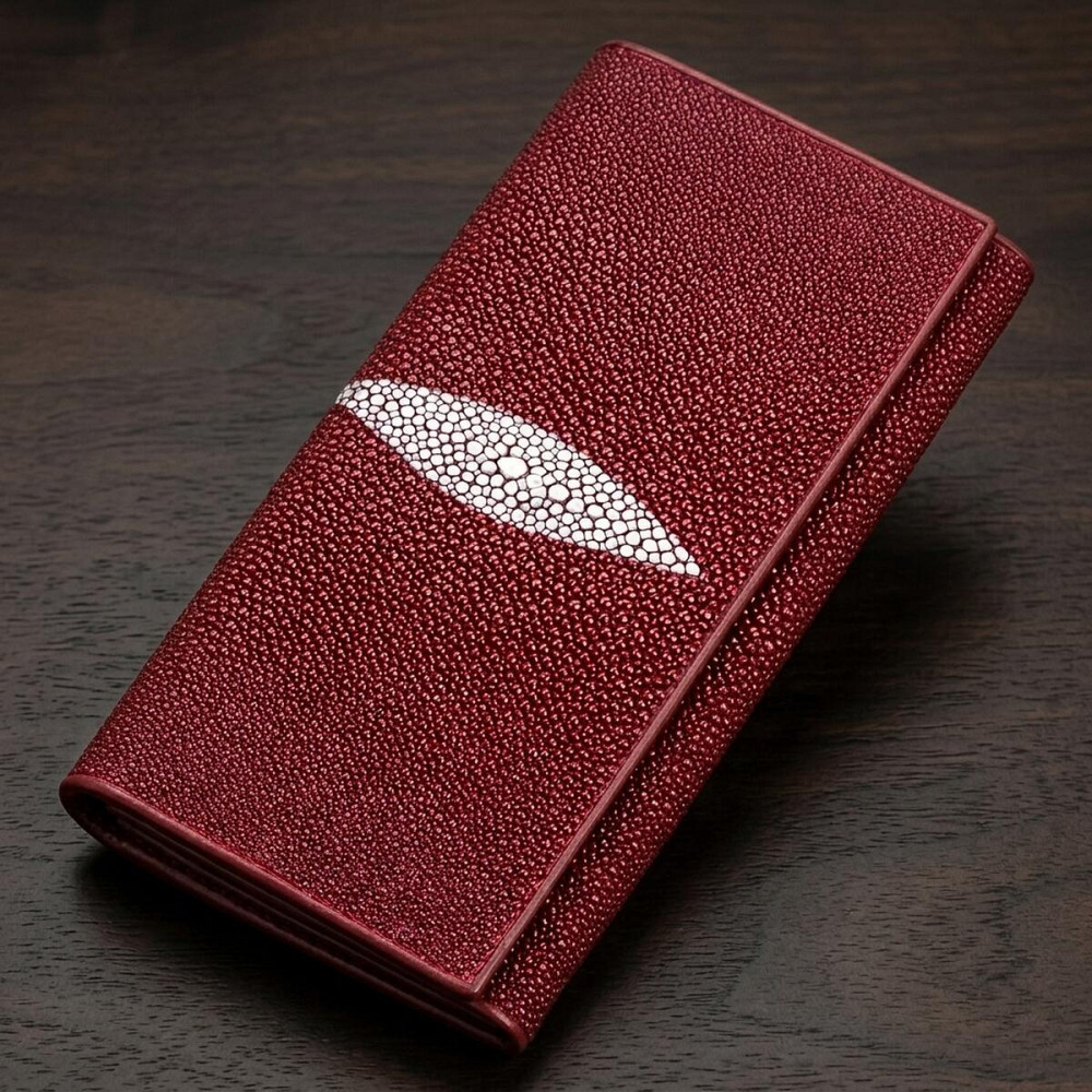 Кошелек женский STINGRAY LEATHER 18097 из натуральной кожи морского ската Бордовый Киев - изображение 11