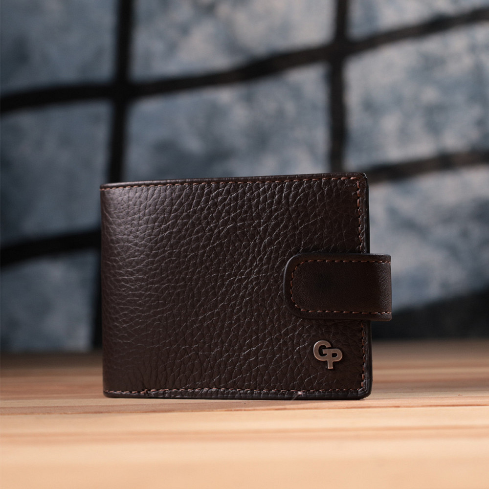 Практичне портмоне з люксової зернистої шкіри флотар GRANDE PELLE 22876 Коричневий Київ - фото 10